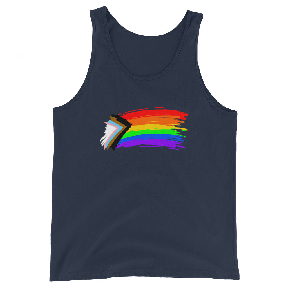 LGBTQ Pride Tank Top - Progress Paint Navy Pride mens-staple-tank-top-navy-front-648f976f7888a