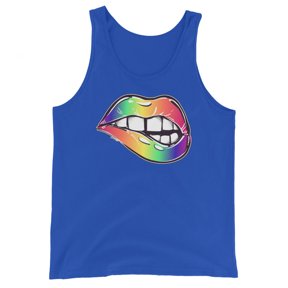 LGBTQ Pride Tank Top - Rainbow Lips True Royal Pride mens-staple-tank-top-true-royal-front-648cf17debf32