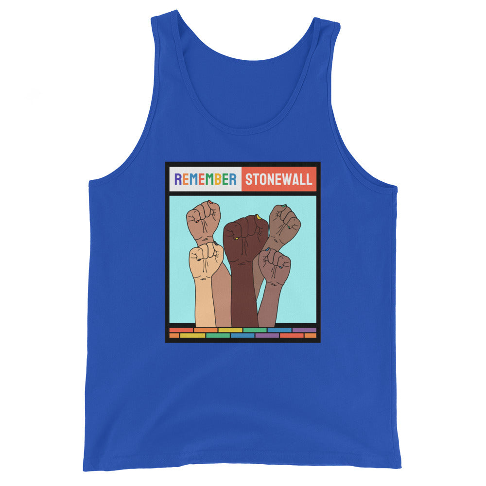 LGBTQ Pride Tank Top - Remember Stonewall True Royal Pride mens-staple-tank-top-true-royal-front-648d07bb29103