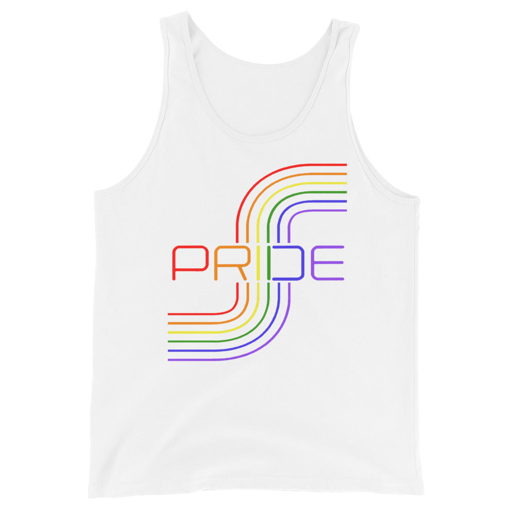 LGBTQ Pride Tank Top - Mod Line Art White Pride mens-staple-tank-top-white-front-648ce972e6137