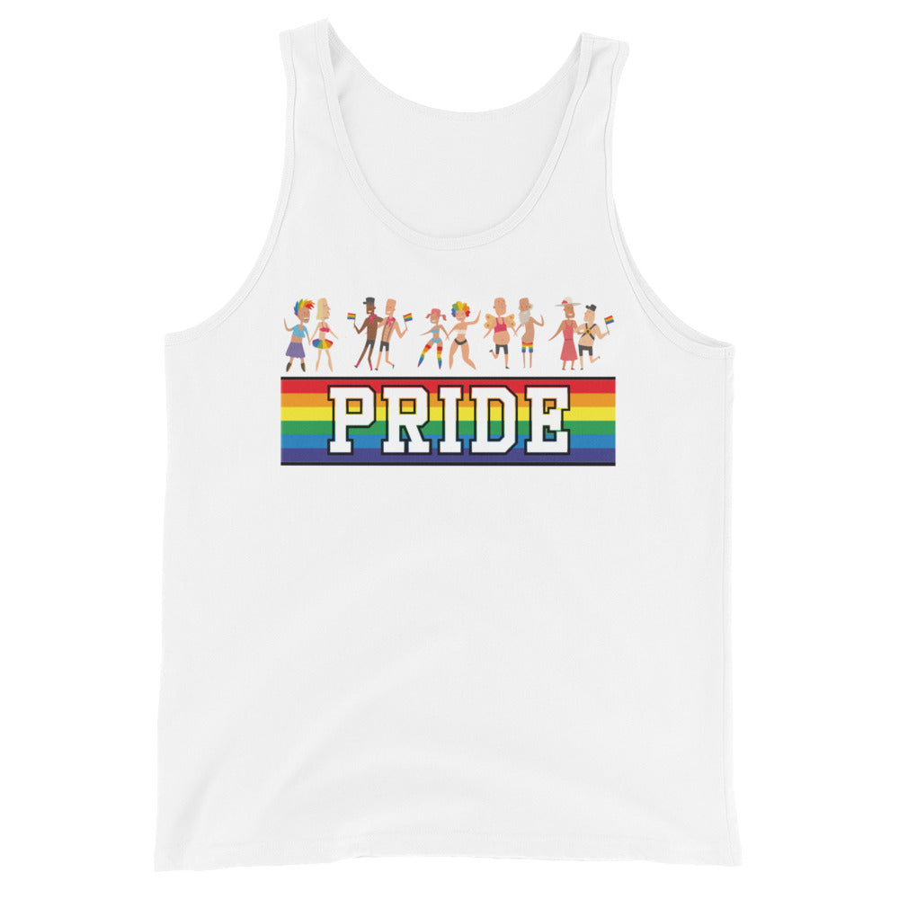 LGBTQ Pride Tank Top - Pride Parade White Pride mens-staple-tank-top-white-front-648cf355bb8a0