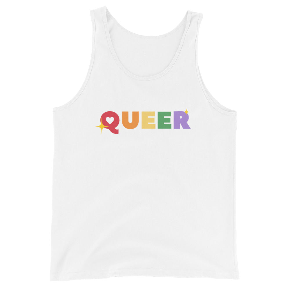 LGBTQ Pride Tank Top - Queer White Pride mens-staple-tank-top-white-front-648d051b9c5bf