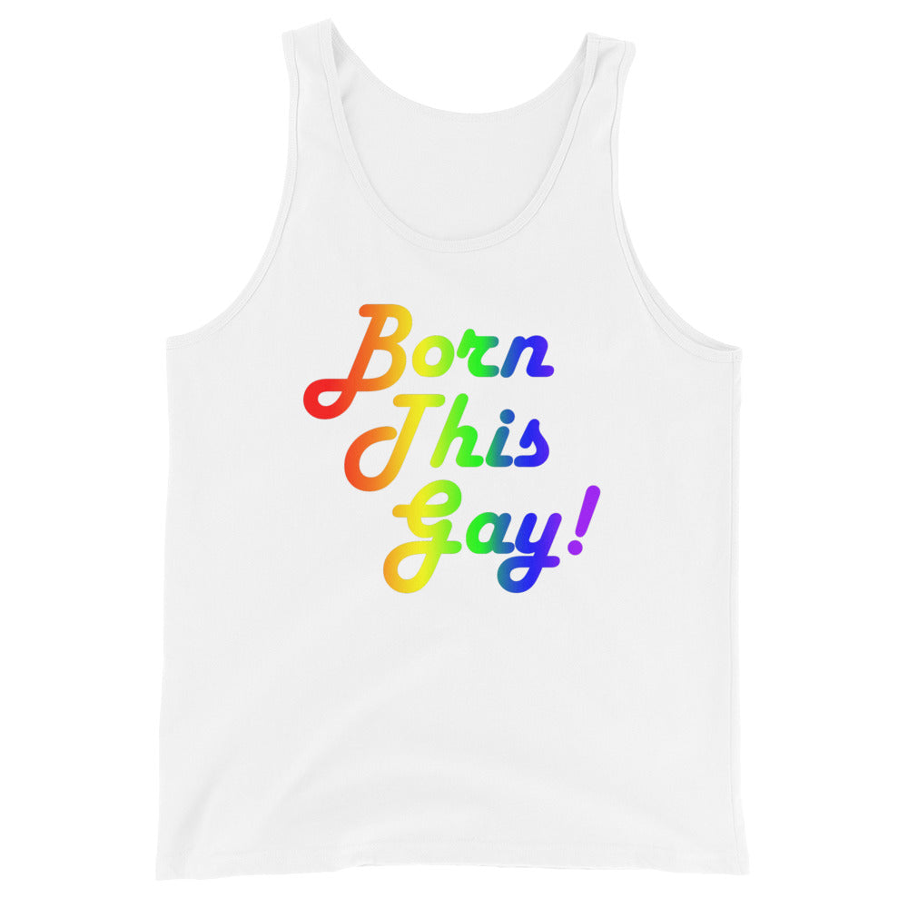 LGBTQ Pride Tank Top - Born This Gay White Pride mens-staple-tank-top-white-front-648d15ec719ba