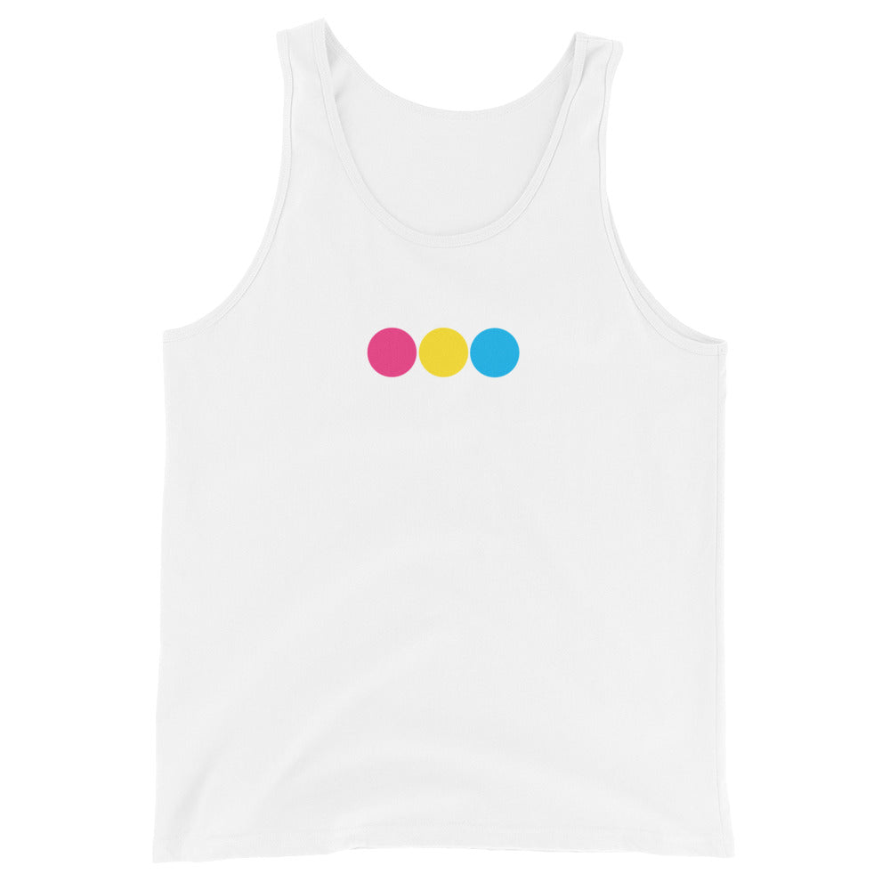 Pansexual Pan Pride Tank Top - Circles White Pansexual mens-staple-tank-top-white-front-648d1c44b479b