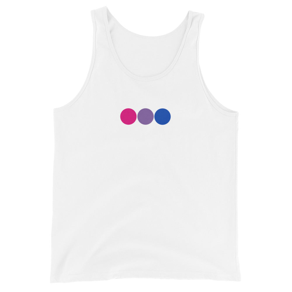 Bisexual Bi Pride Tank Top with Circles White Bisexual mens-staple-tank-top-white-front-648d20fcea96f