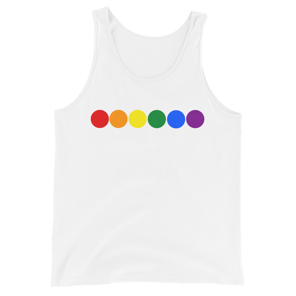 LGBTQ Pride Tank Top - Rainbow Circles White Pride mens-staple-tank-top-white-front-648d227418c40