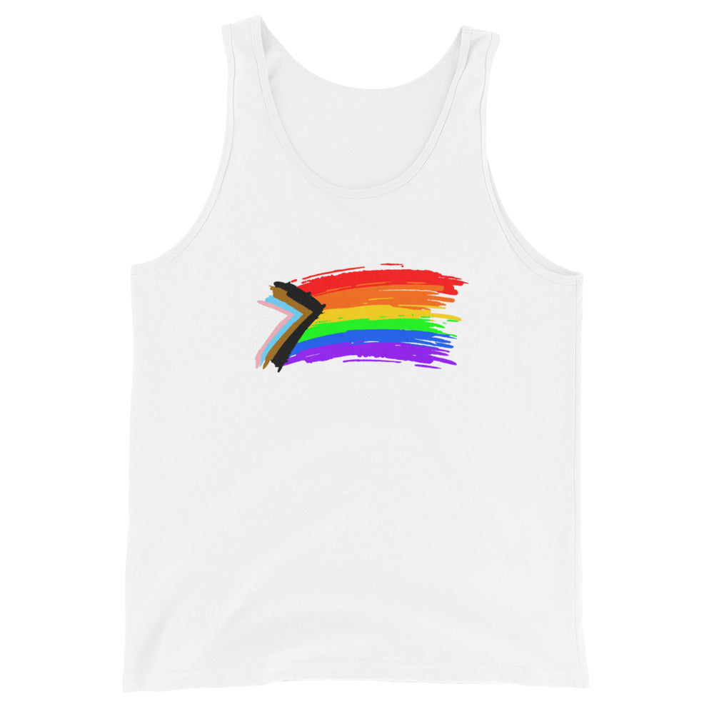 LGBTQ Pride Tank Top - Progress Paint White Pride mens-staple-tank-top-white-front-648f976f7c751