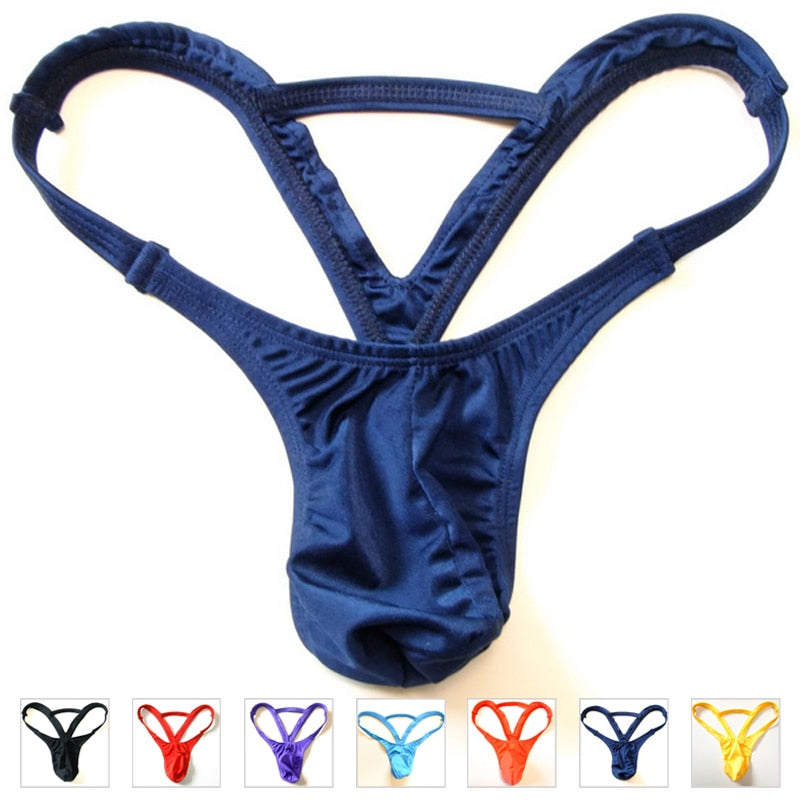 Blue thong with color options displayed below on a white background