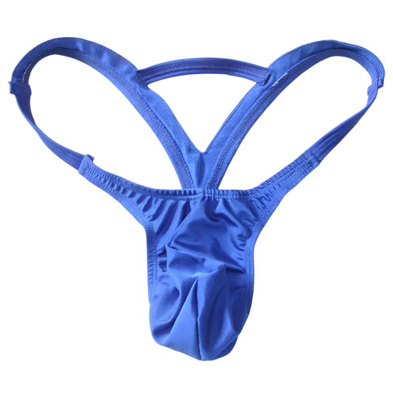 Blue mens thong underwear on a white background