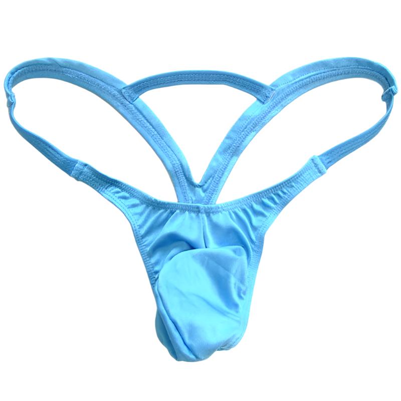 Light blue mens thong on a white background