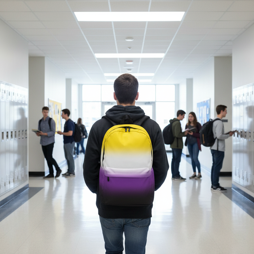 Nonbinary Enby Pride Backpack in Ombre nonbinary-enby-Pride-Backpack-ombre-right