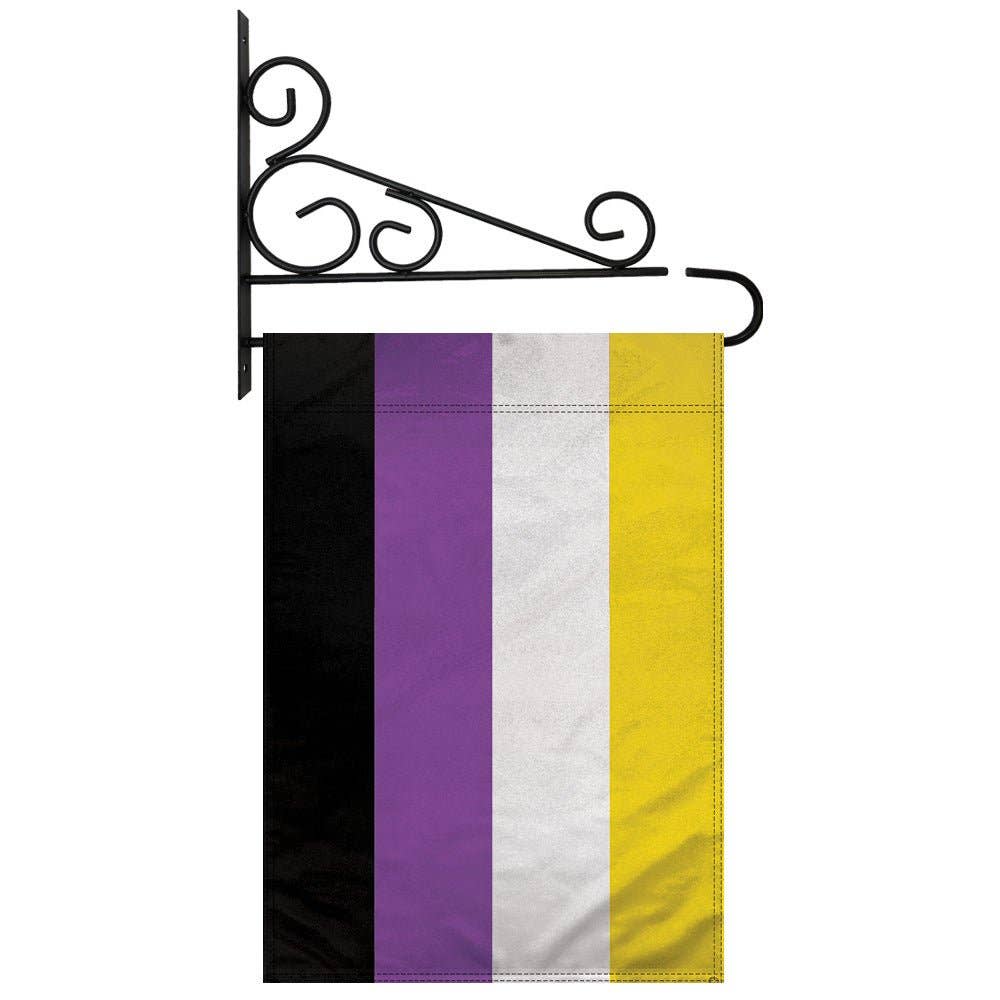 Nonbinary Enby Pride 12x18in Garden Flag Nonbinary Flag with Wall Bracket nonbinary-enby-pride-12x18in-garden-flag-bracket Garden Flag