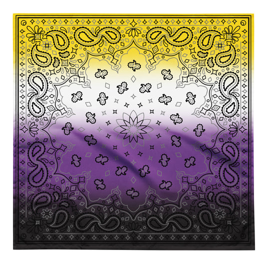 Nonbinary Enby Pride Paisley Bandana Hanky Code L Nonbinary nonbinary-enby-pride-Bandana-front