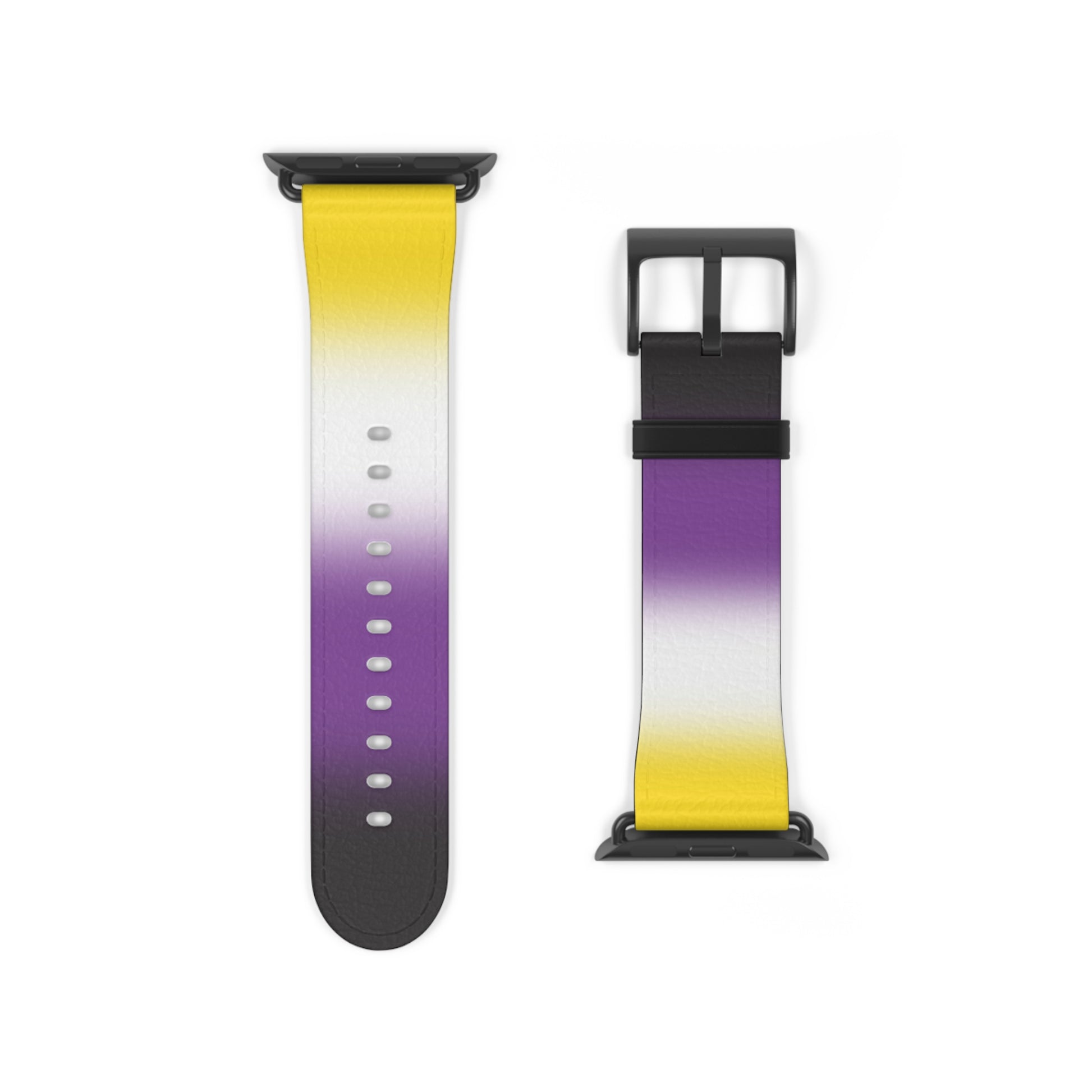 Nonbinary Enby Pride Apple Watch Band Strap In Ombre 38 - 41 mm Black Matte 