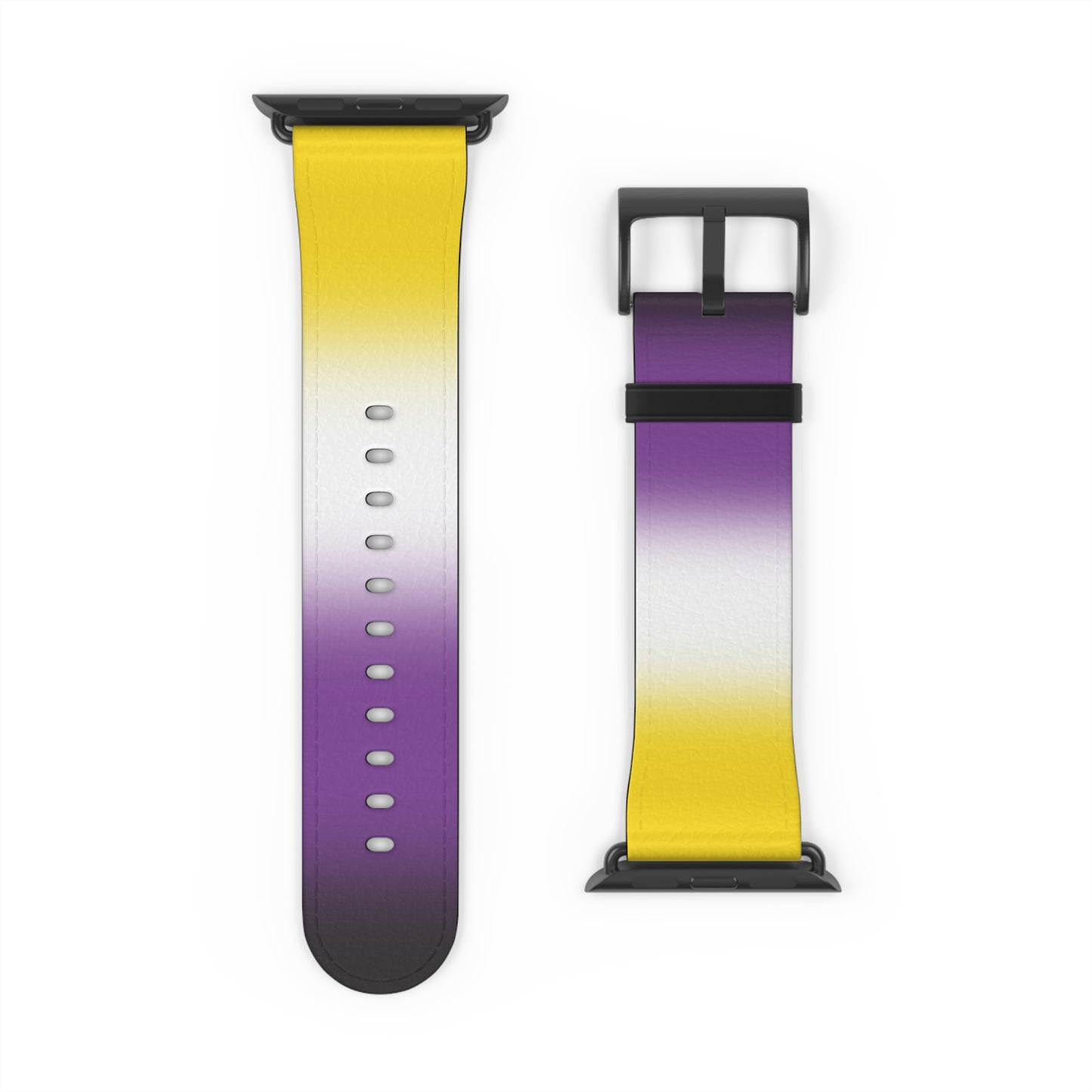 Nonbinary Enby Pride Apple Watch Band Strap In Ombre 42 - 45 mm Black Matte 