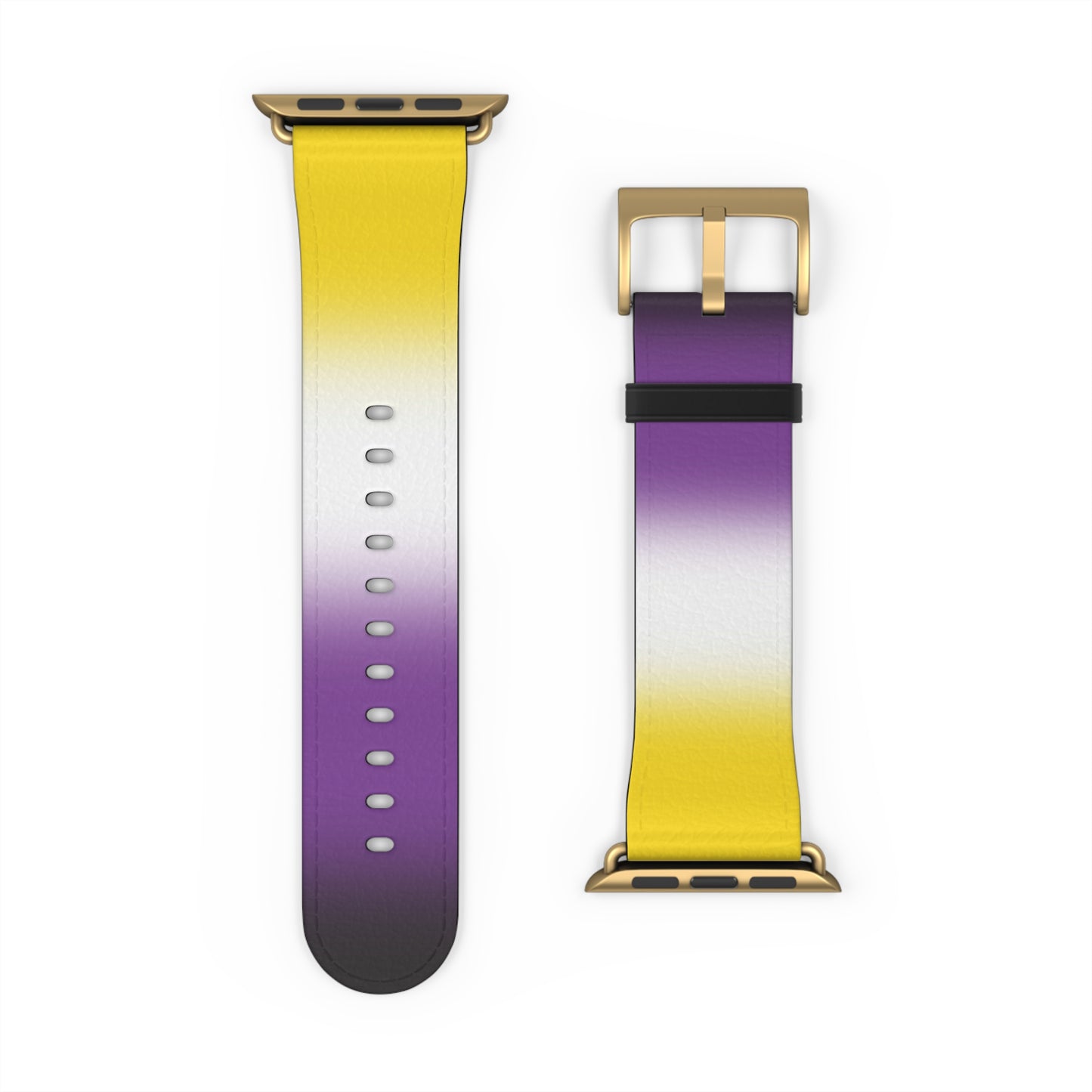 Nonbinary Enby Pride Apple Watch Band Strap In Ombre 42 - 45 mm Gold Matte