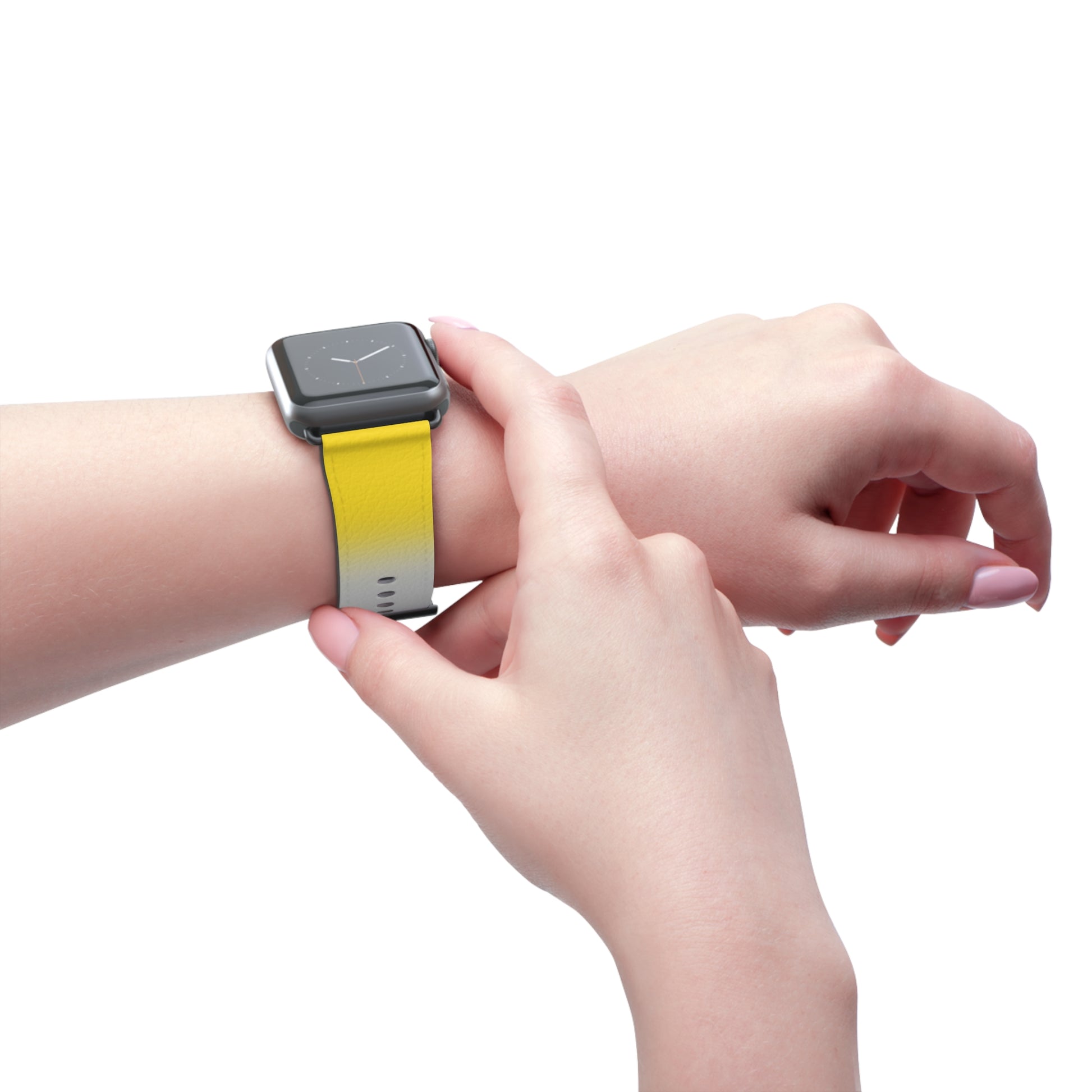 Nonbinary Enby Pride Apple Watch Band Strap In Ombre worn on wrist