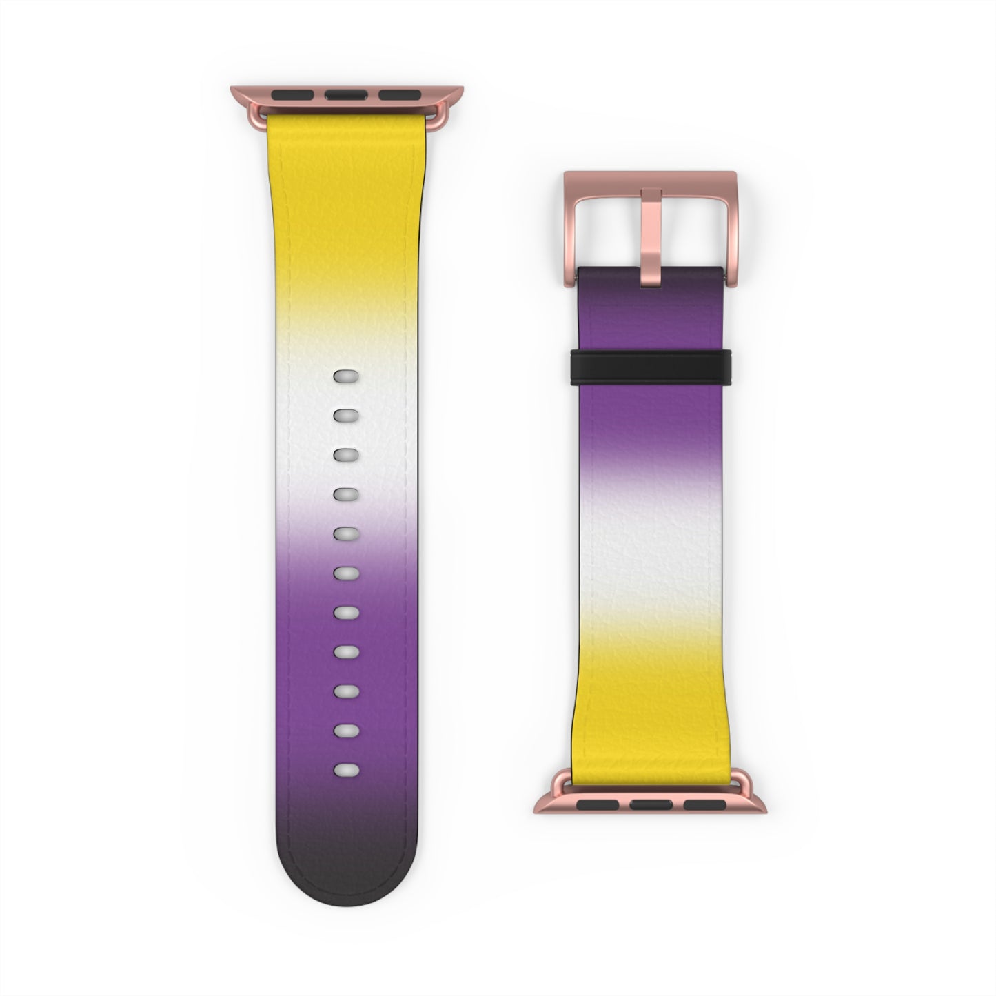 Nonbinary Enby Pride Apple Watch Band Strap In Ombre 42 - 45 mm Rose Gold Matte