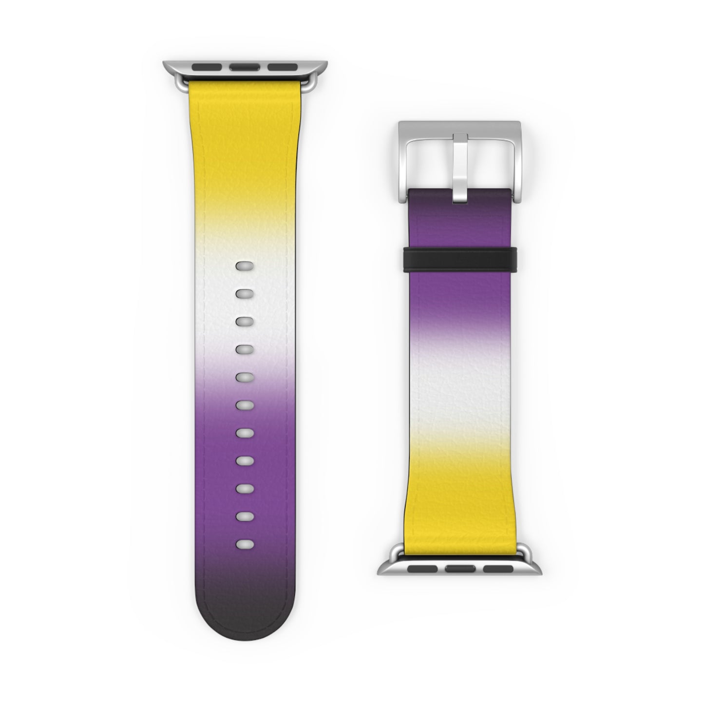 Nonbinary Enby Pride Apple Watch Band Strap In Ombre 42 - 45 mm Silver Matte