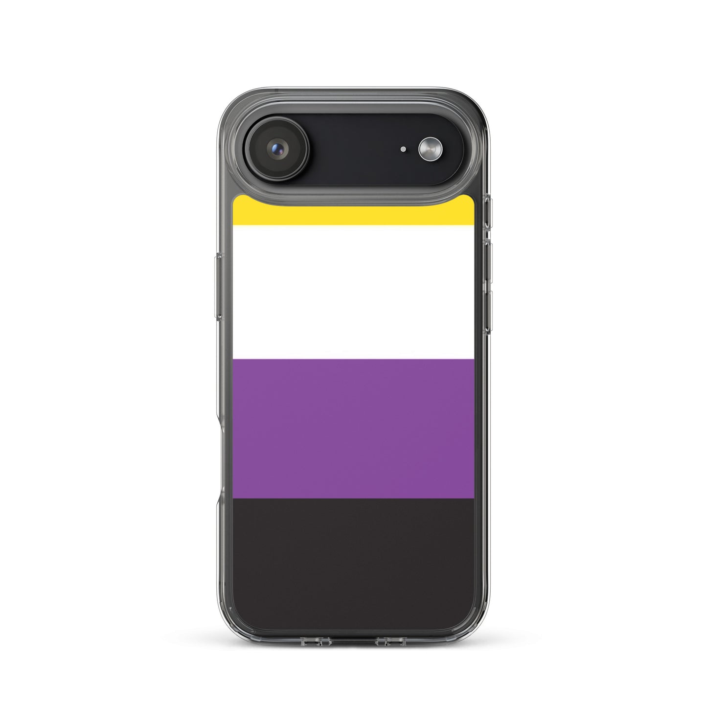 Apple iPhone 17 Air phone case with Nonbinary enby pride flag design on white background