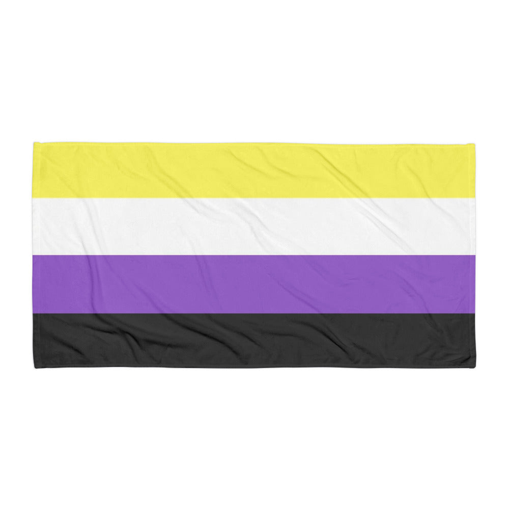 Nonbinary Enby Pride Flag Beach Blanket Towel 30x60 Multi Nonbinary nonbinary-enby-pride-flag-beach-blanket-towel-flat