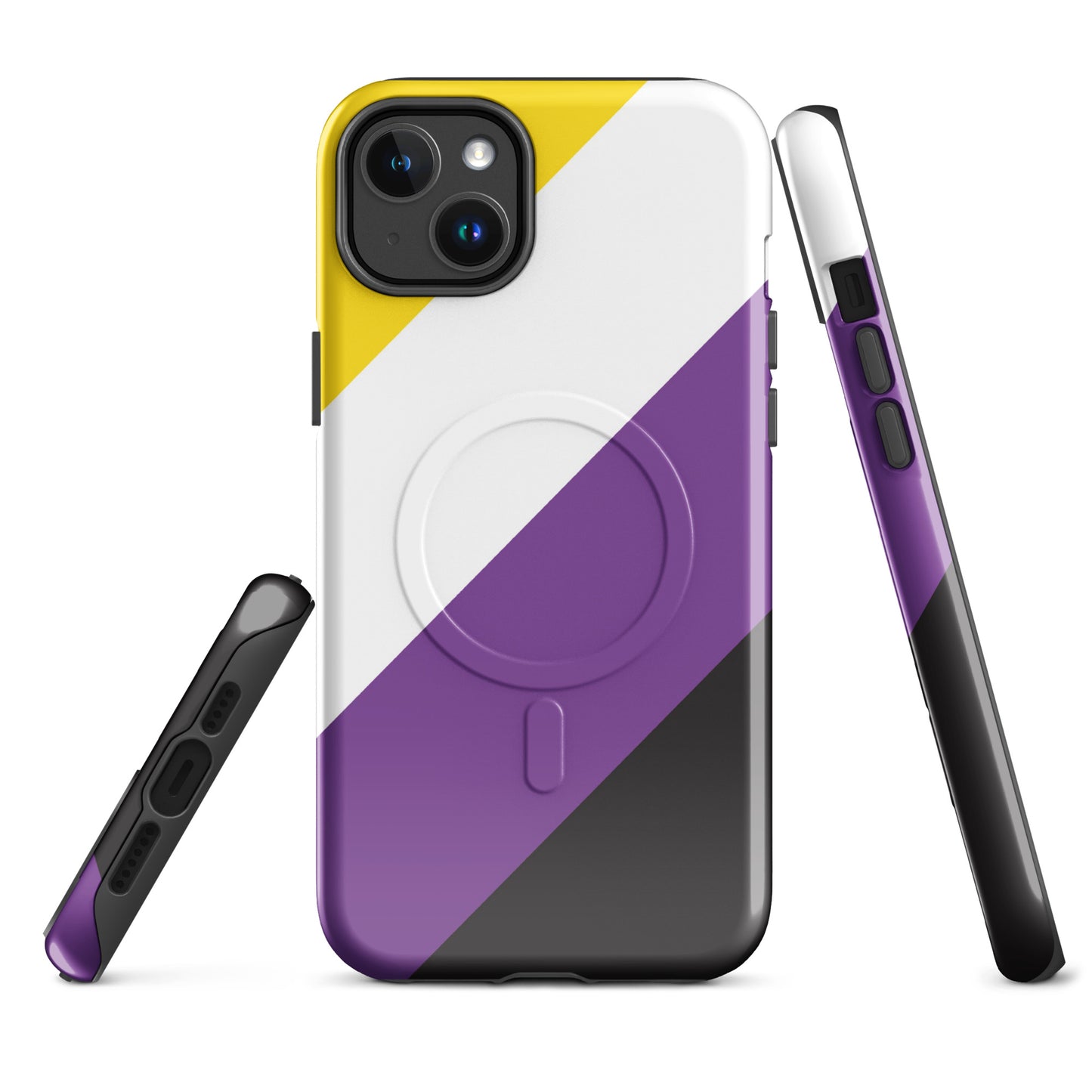 Nonbinary Enby Pride MagSafe® Tough Phone Case for Apple iPhone® iPhone 14 Plus Nonbinary nonbinary-enby-pride-magsafe-tough-phone-case-for-apple-iphone-14-plus-front