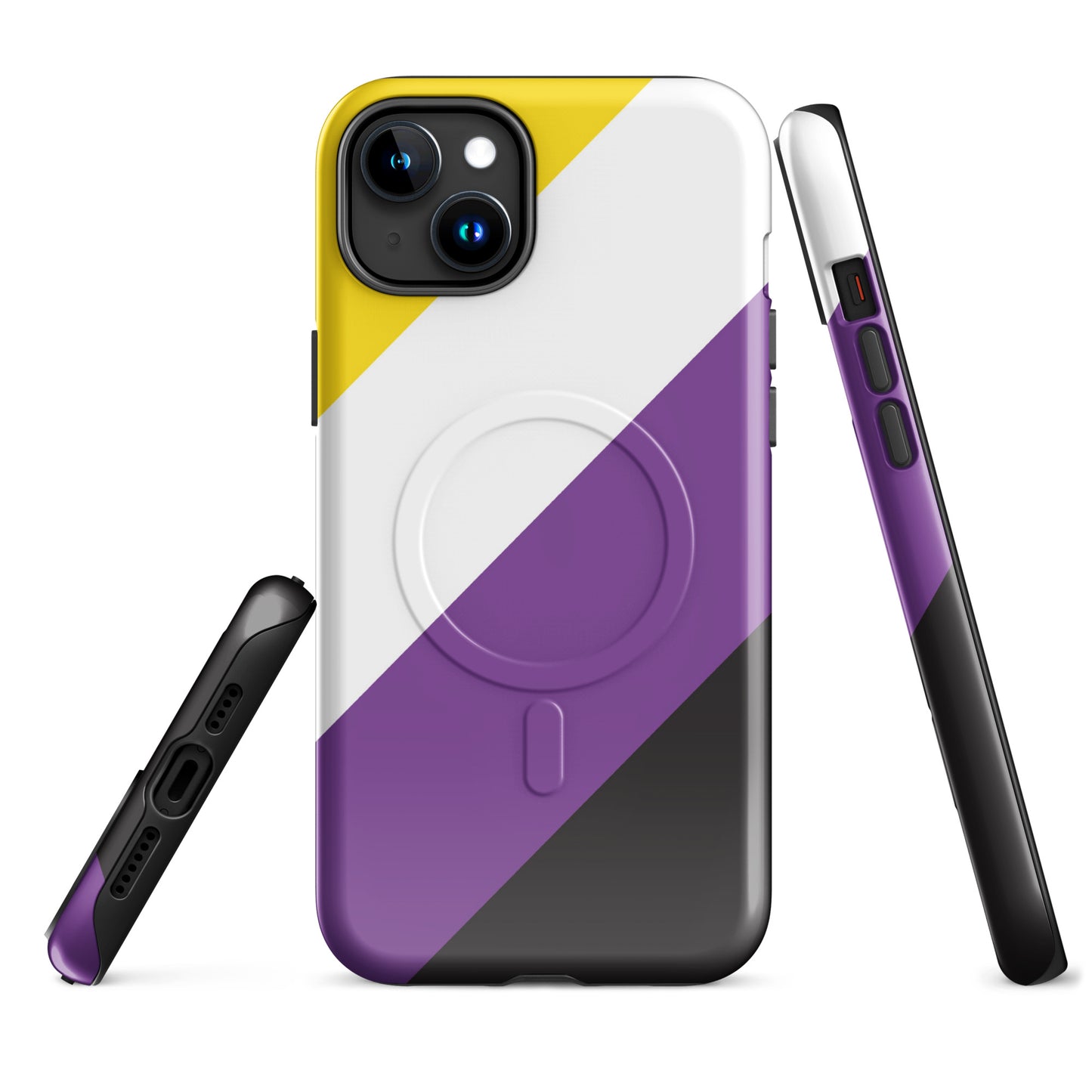 Nonbinary Enby Pride MagSafe® Tough Phone Case for Apple iPhone® iPhone 15 Plus Nonbinary nonbinary-enby-pride-magsafe-tough-phone-case-for-apple-iphone-15-plus-front