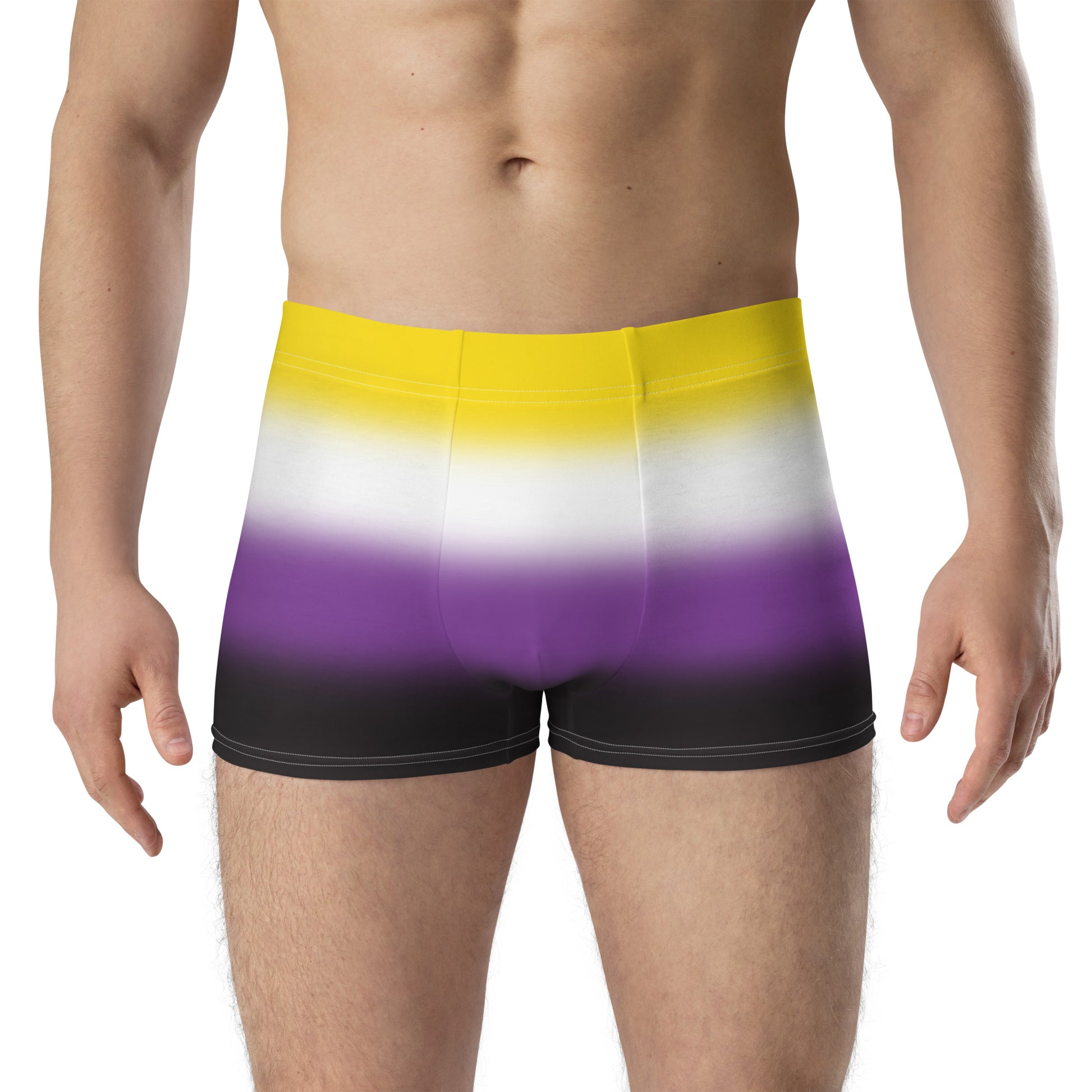 Nonbinary Enby Pride Mens Boxer Briefs Underwear nonbinary-enby-pride-mens-boxer-briefs-underwear-front-model