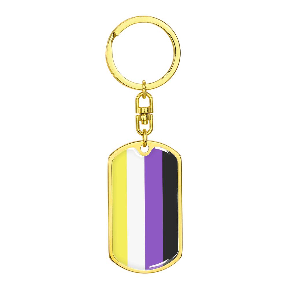 Nonbinary Enby Pride Military Dog Tag Keychain Gold Nonbinary nonbinary-enby-pride-military-dog-tag-keychain-gold