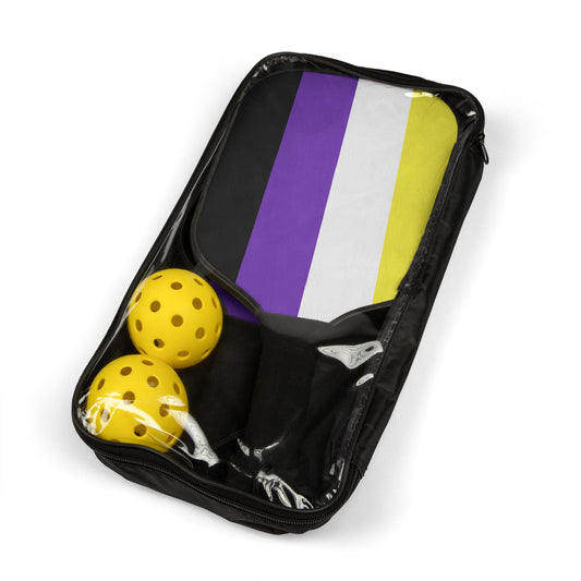 Nonbinary Enby Pride Pickleball Paddle Set with Balls nonbinary-enby-pride-pickleball-paddle-set-with-balls-package
