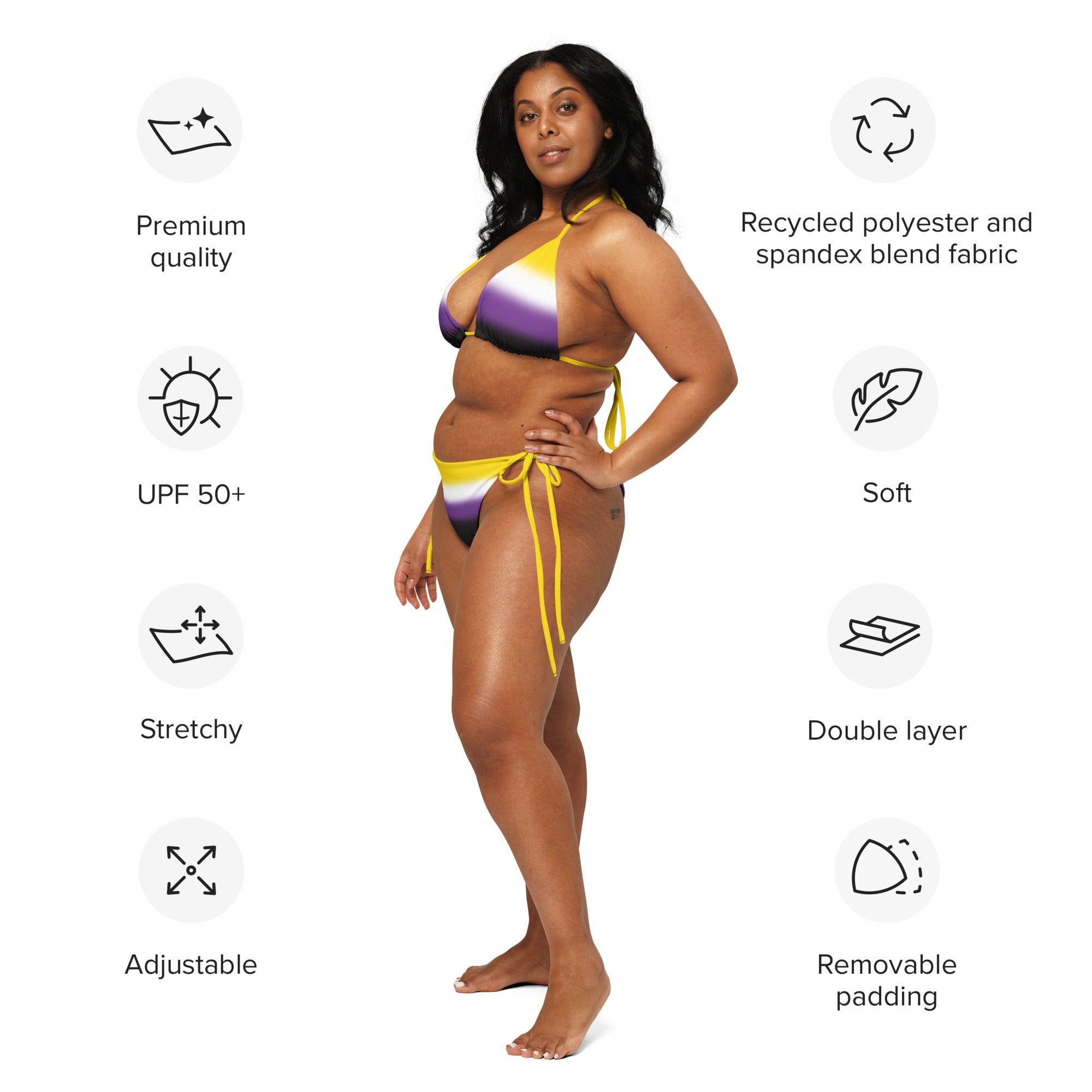 Nonbinary Enby Pride String Bikini Set – Pegasus Pride