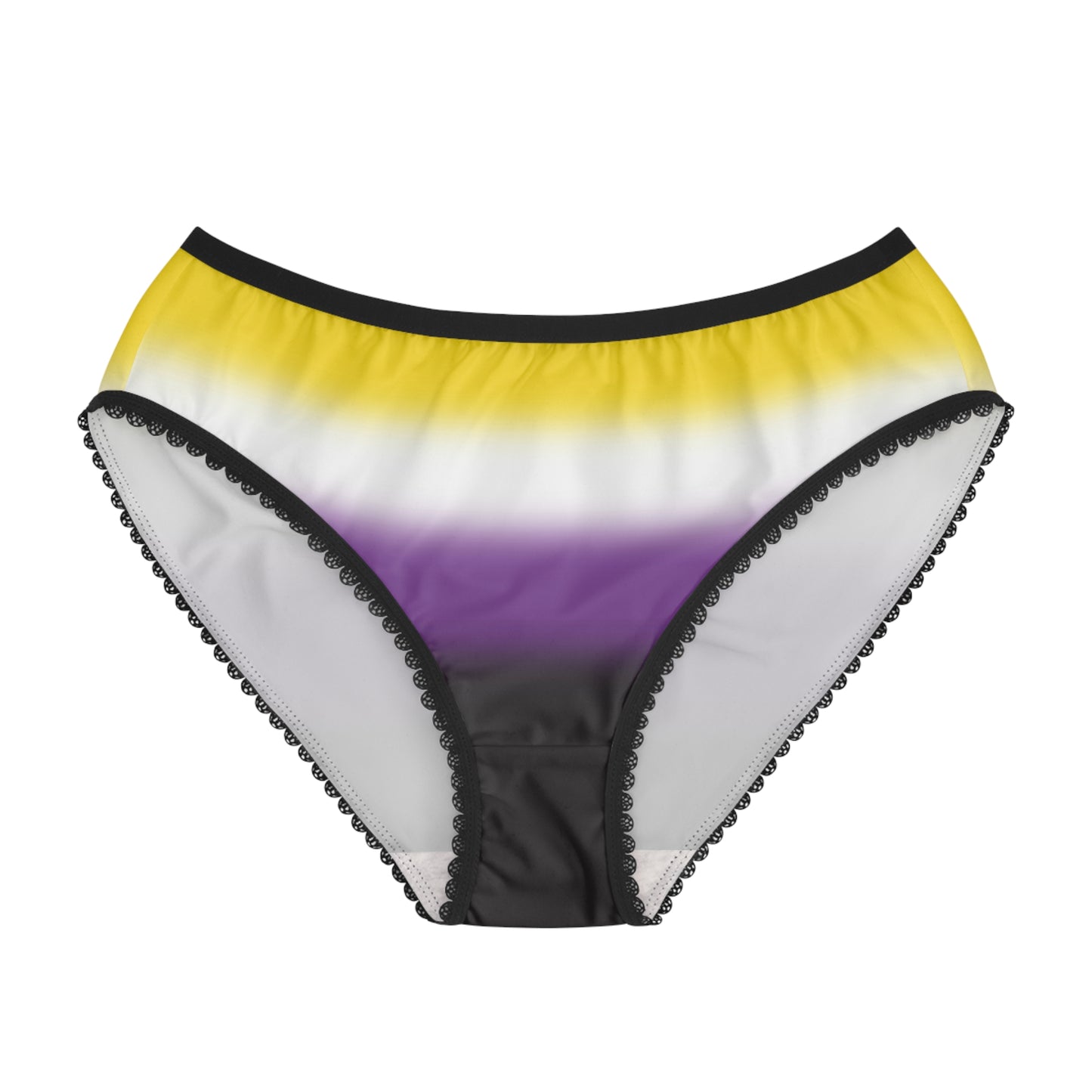 Nonbinary Enby Pride Women's Bikini Briefs Panties Black Lace Nonbinary nonbinary-enby-pride-womens-bikini-briefs-panties-front