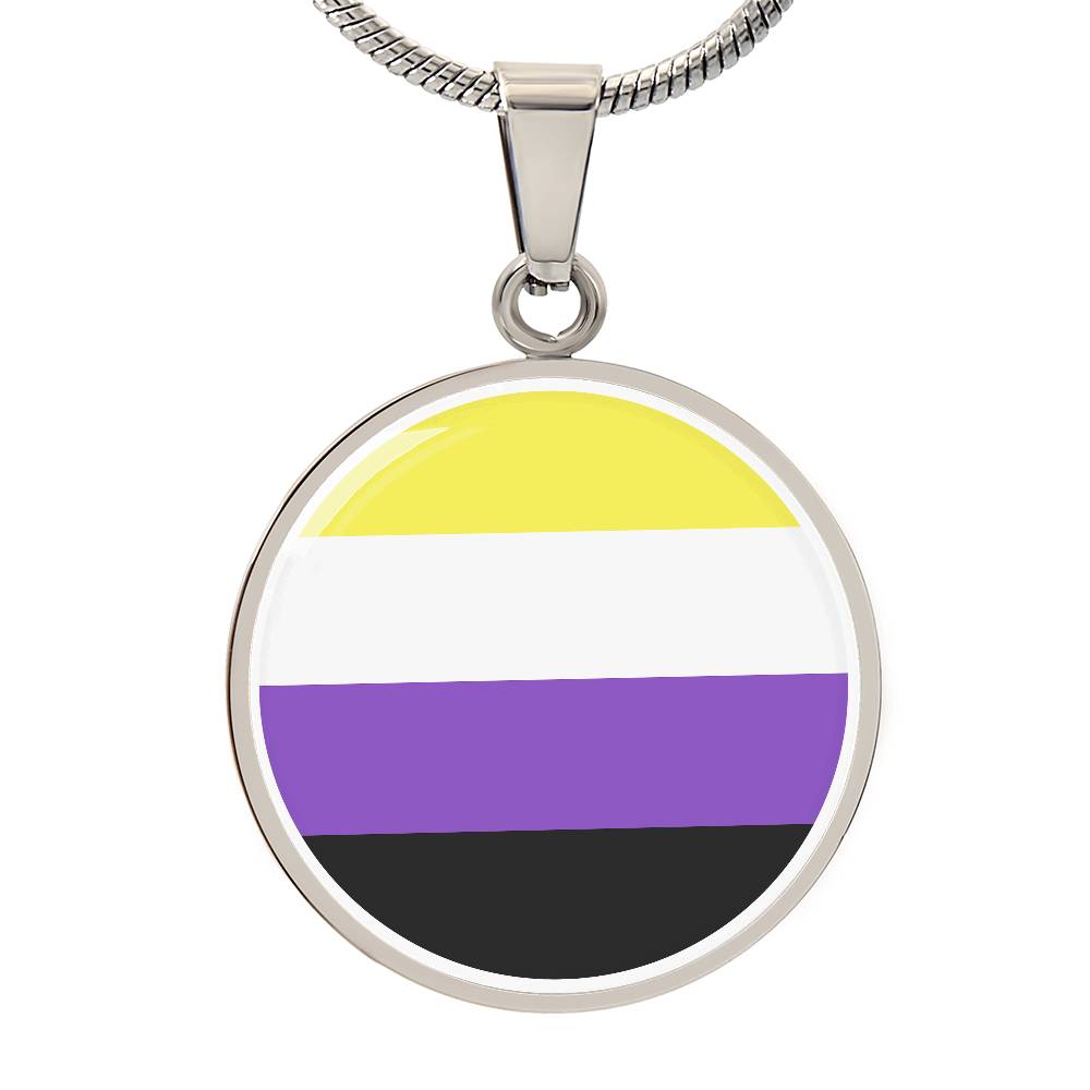 Nonbinary Enby Pride Circle Pendant Necklace Silver Nonbinary nonbinary_pendant_in_silver