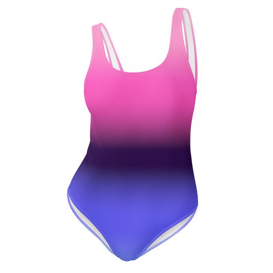 omnisexual pride Gradient pink to blue swimsuit on a white background
