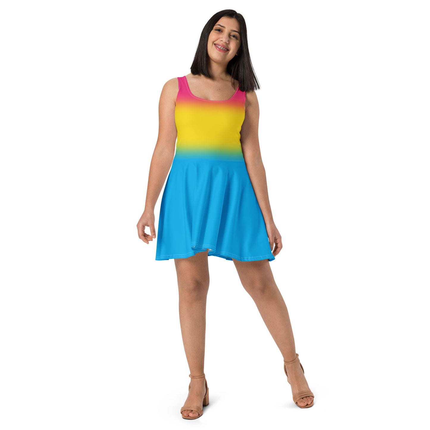 Pansexual Pan Skater Dress pan-pansexual-skater-dress-front-lifestyle