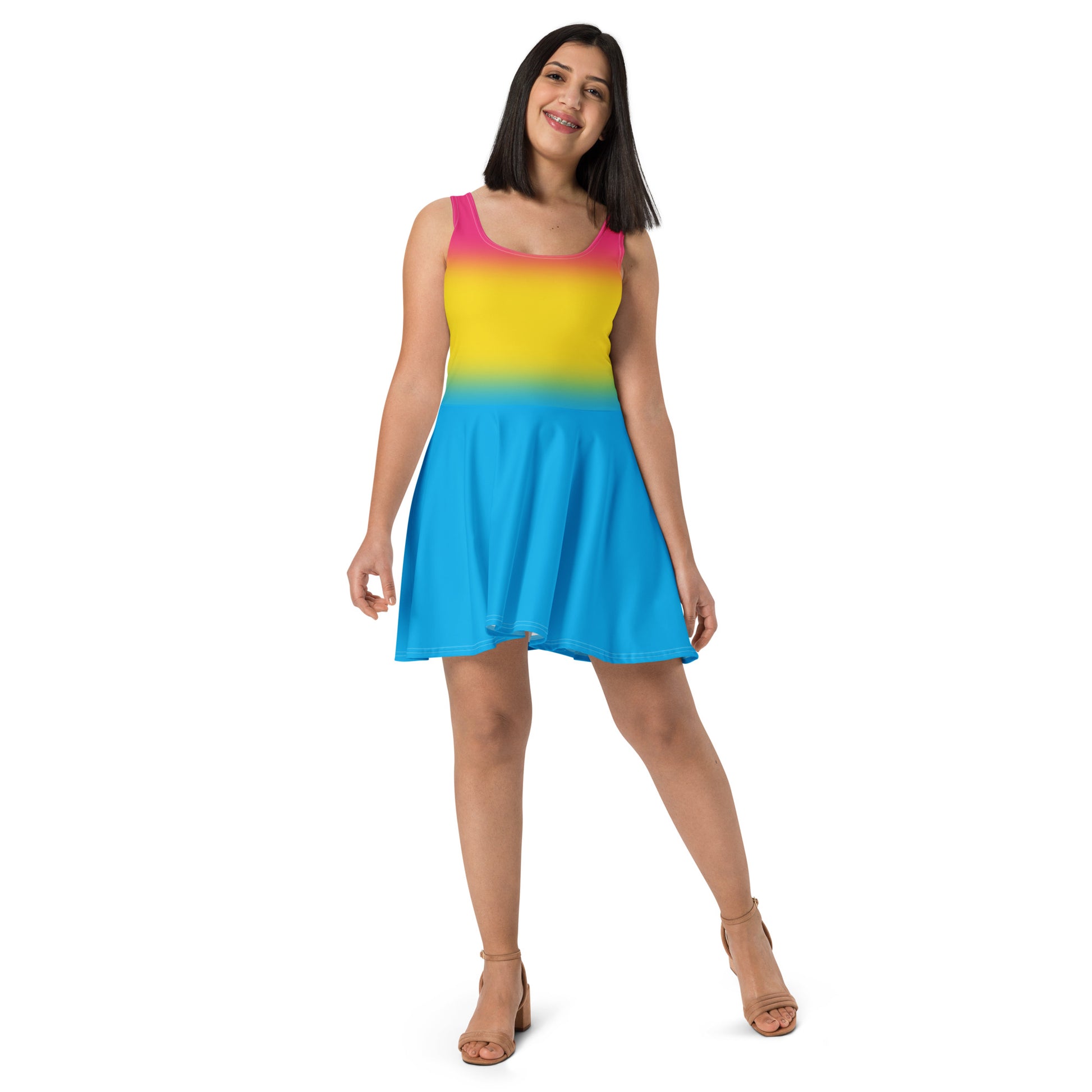 Pansexual Pan Skater Dress pan-pansexual-skater-dress-front-lifestyle