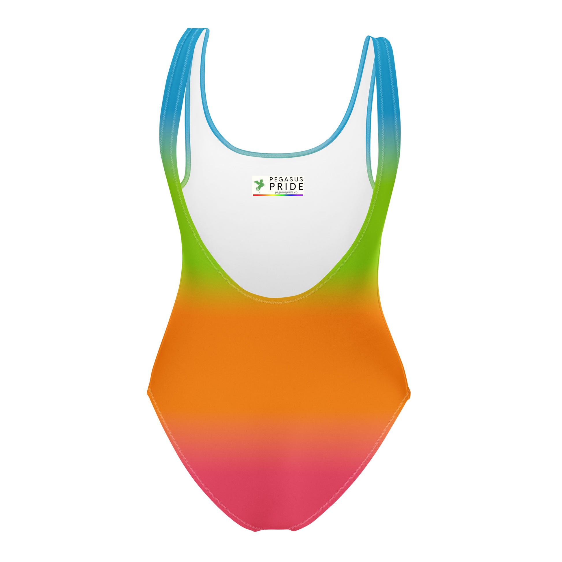 Multicolored swimsuit with gradient design on a white background