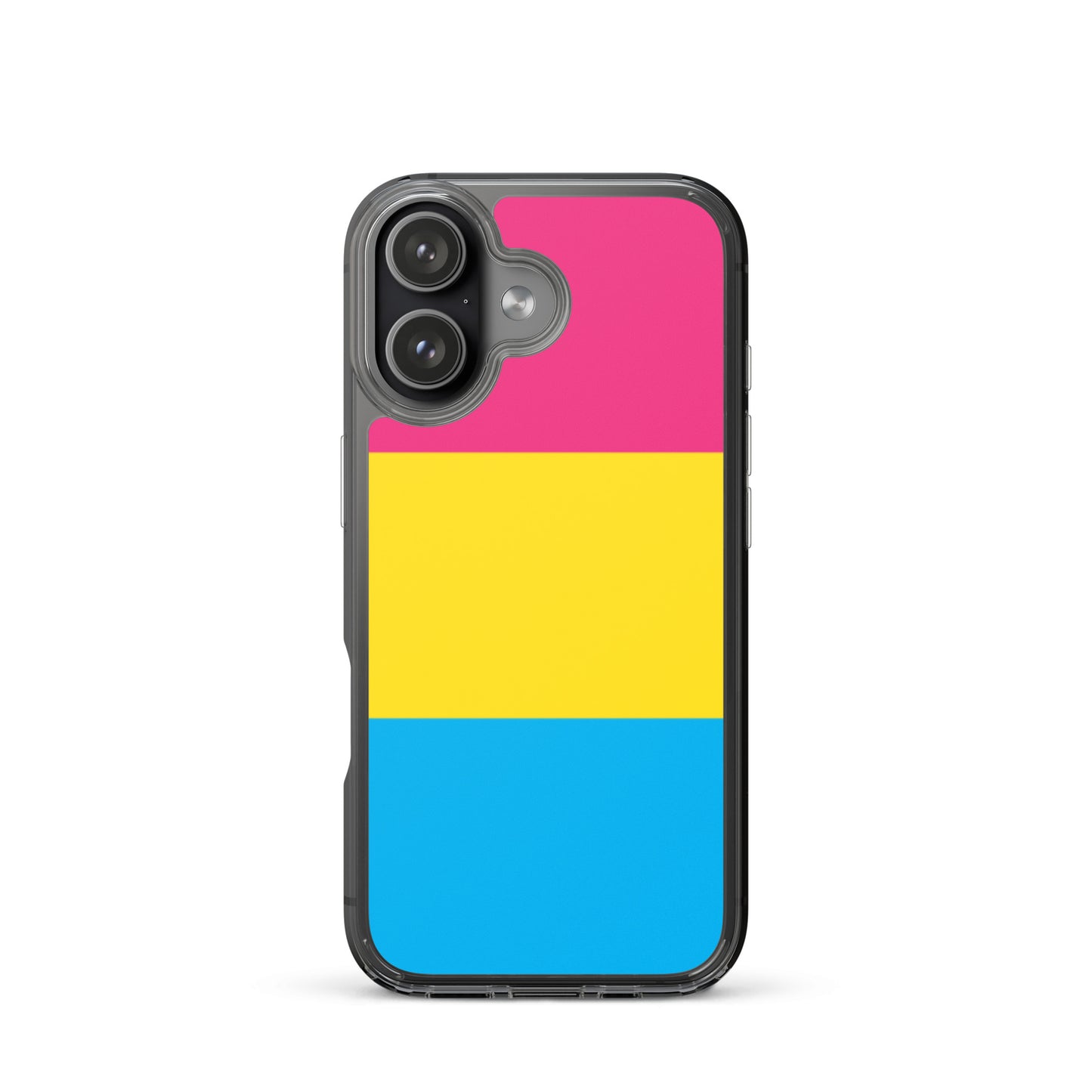Apple iPhone 17 case with Pansexual pride flag design on white background
