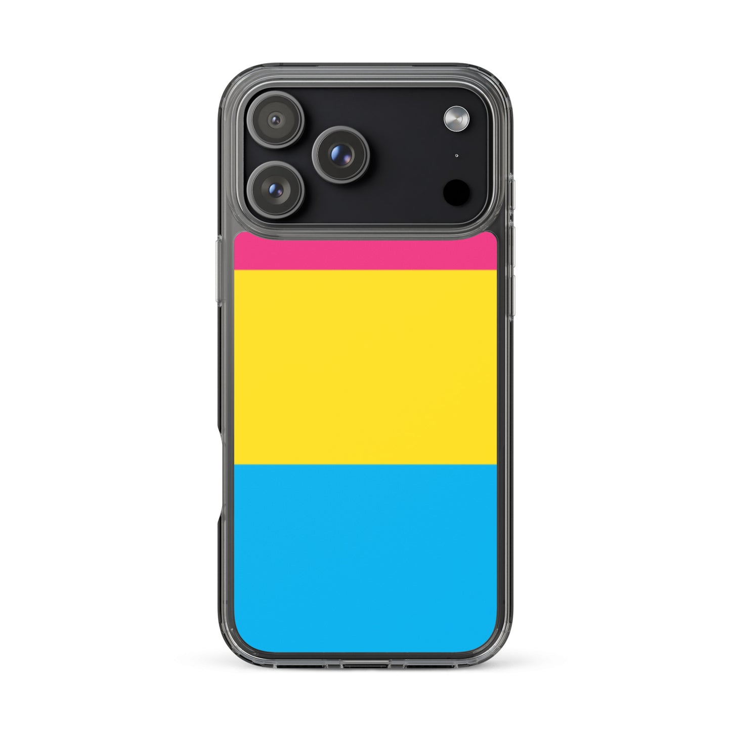Apple iPhone 17 Pro Max case with Pansexual pride flag design on white background