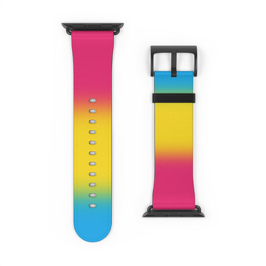 Pansexual Pan Pride Apple Watch Band Strap In Ombre 42 - 45 mm Black Matte