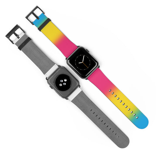 Pansexual Pan Pride Apple Watch Band Strap In Ombre front and back