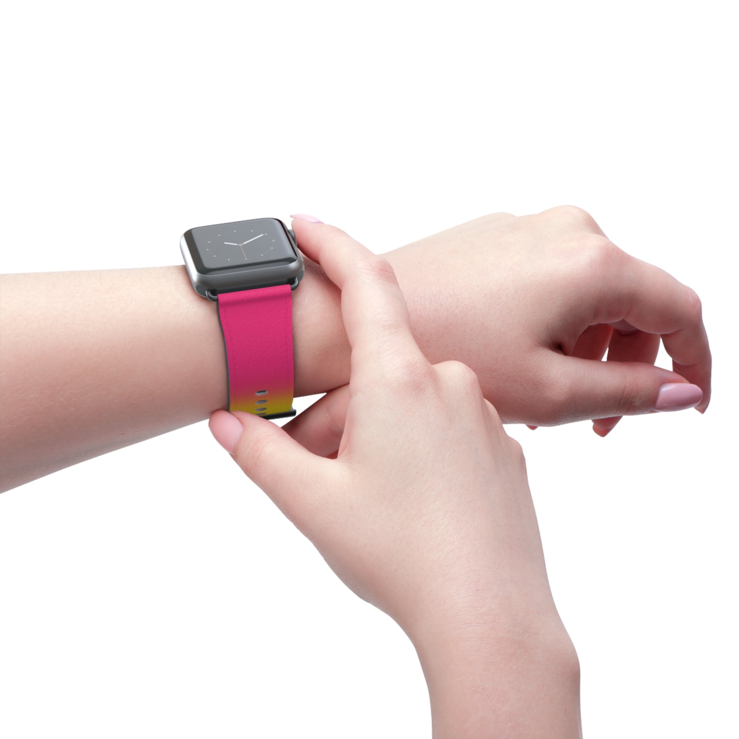 Pansexual Pan Pride Apple Watch Band Strap In Ombre worn on wrist