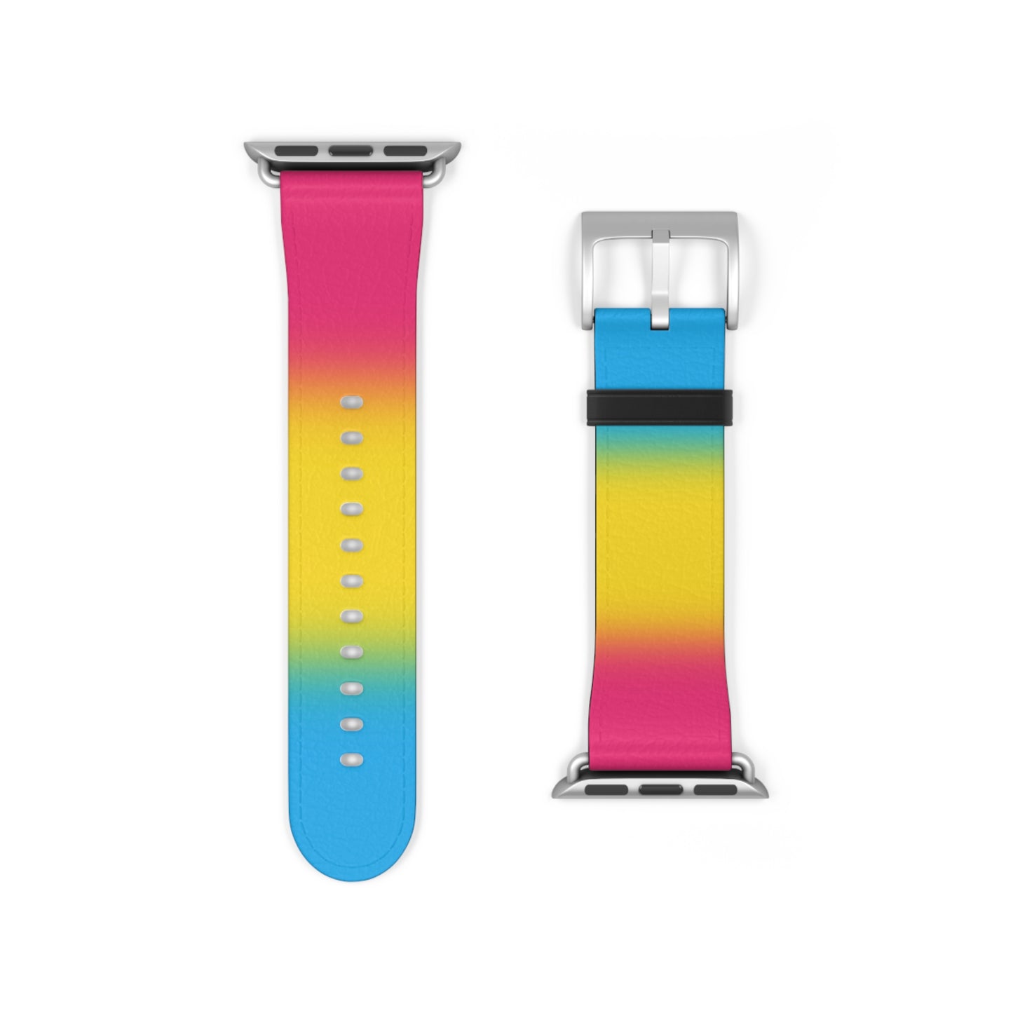 Pansexual Pan Pride Apple Watch Band Strap In Ombre 38 - 41 mm Silver Matte