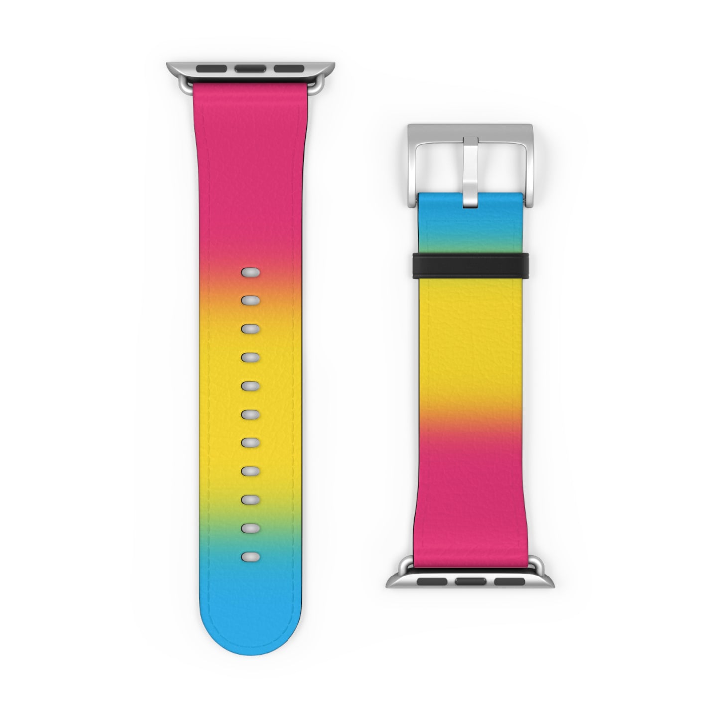 Pansexual Pan Pride Apple Watch Band Strap In Ombre 42 - 45 mm Silver Matte