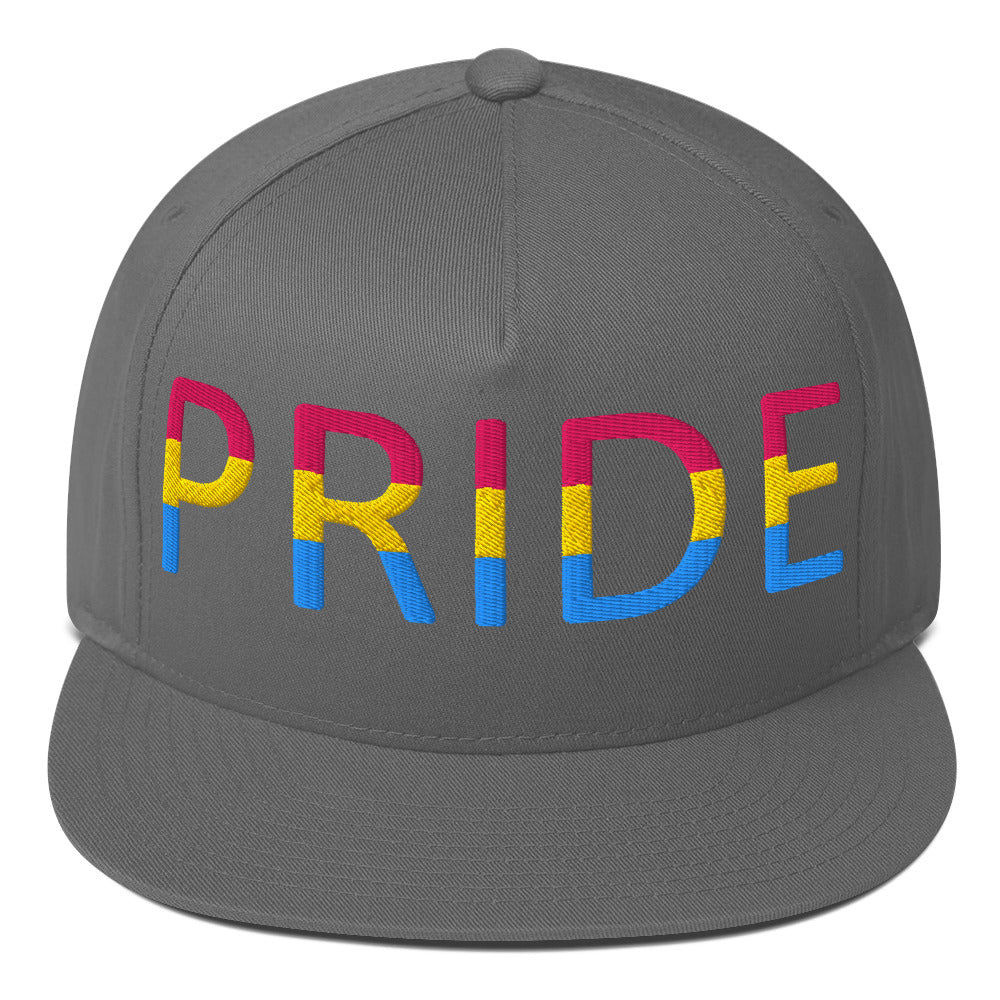 Pansexual Pan Pride Embroidered Snapback Baseball Cap Grey Pansexual pansexual-pan-pride-embroidered-snapback-baseball-cap-grey-front