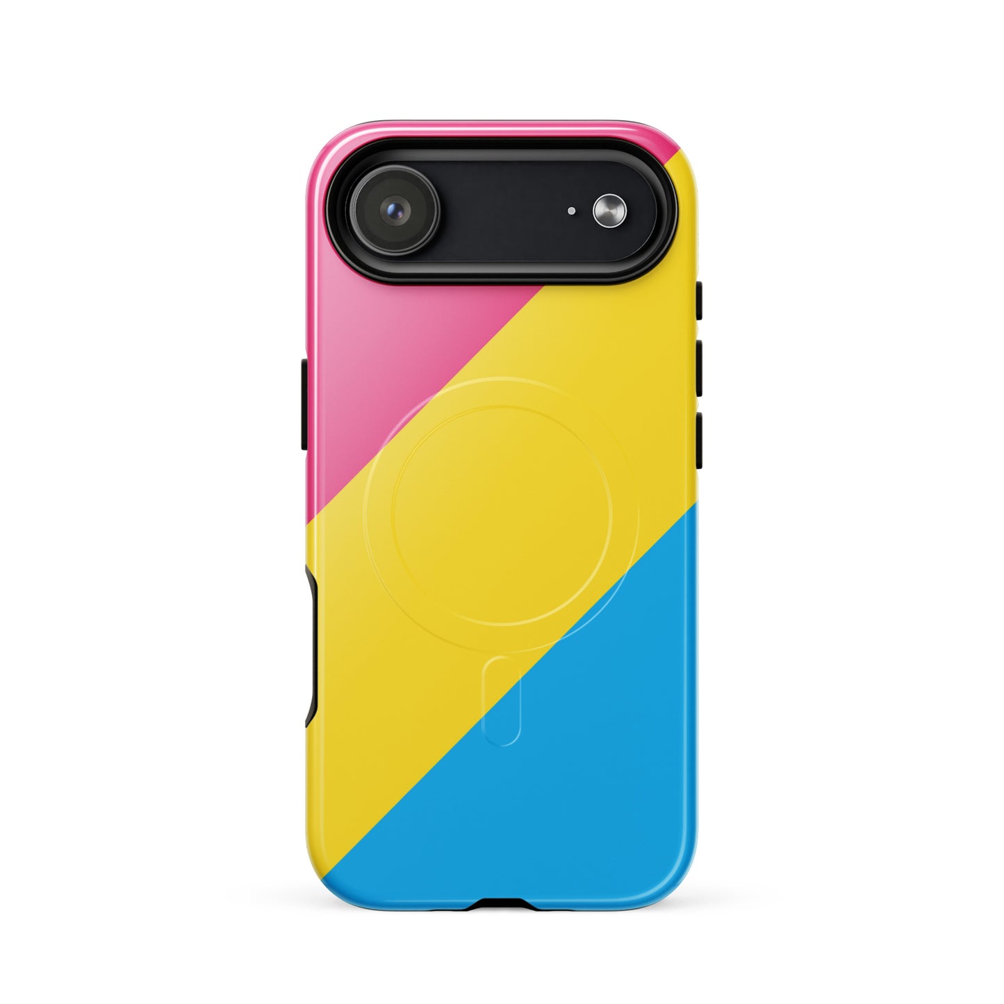 Apple iPhone 17 Air Magsafe cell phone case with pan pride flag design on white background