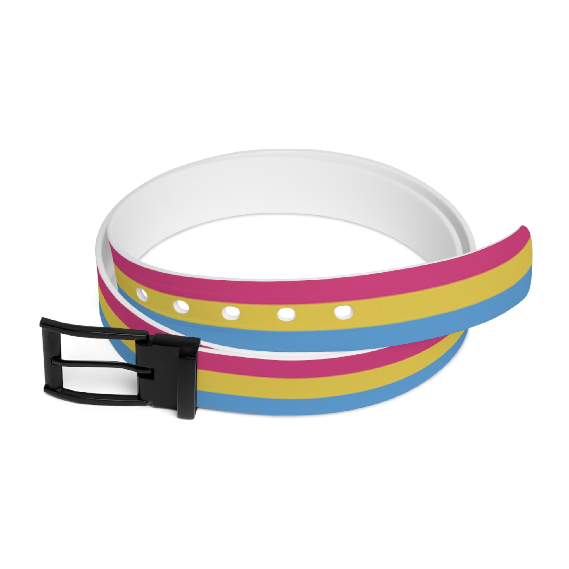 pansexual pride belt with a black buckle on a white background