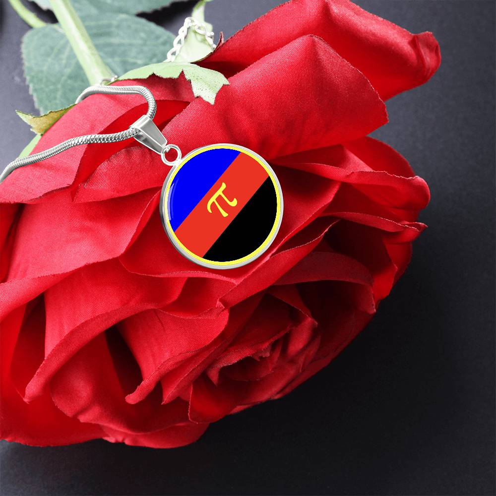 Polyamory Pride Circle Pendant Necklace polyamorous_pride_pendant_in_silver_on_roses