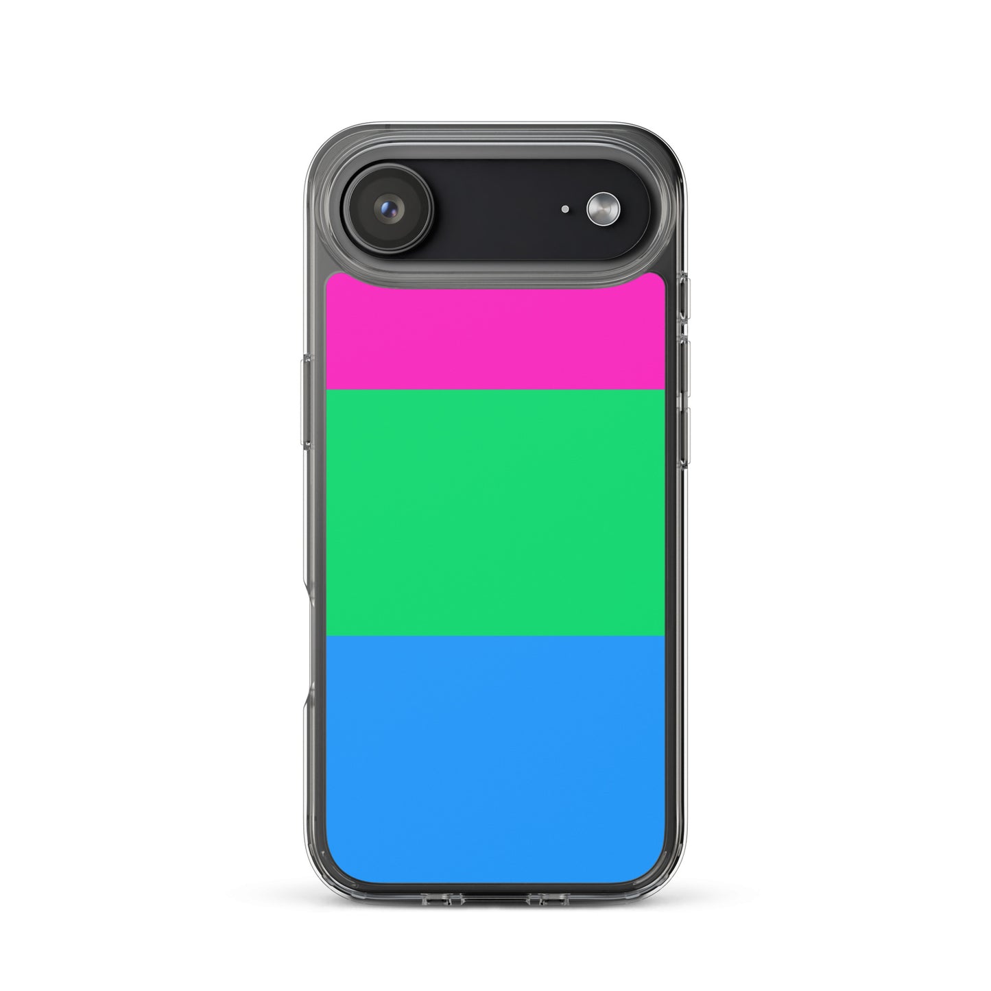 Apple iPhone 17 Air mobile phone case with polysexual pride flag design on white background