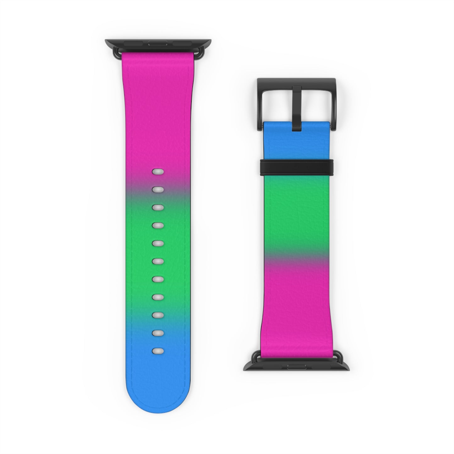 Polysexual Poly Pride Apple Watch Band Strap In Ombre 42 - 45 mm Black Matte